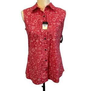 Noble Outfitters Sleeveless Fullflex Button Up Shirt Size Small New With Tag